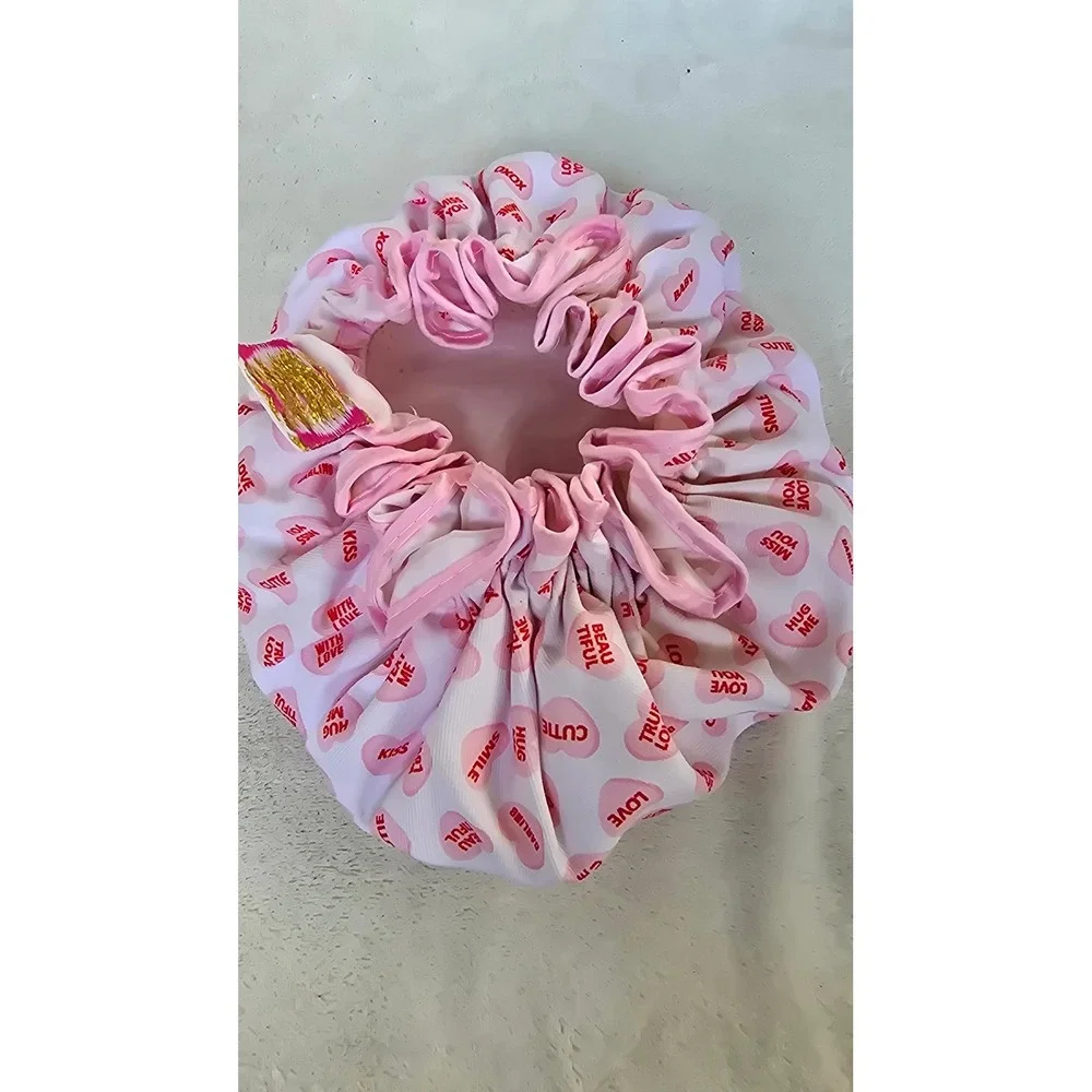 The Vintage Cosmetic Company Pink Conversation Heart Shower Cap Retro Style